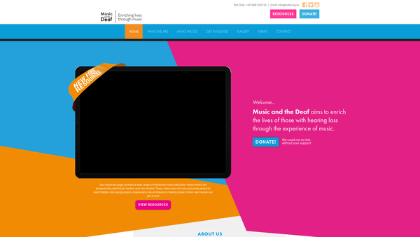 Screenshot of the Music And The Deaf website