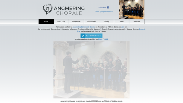 Screenshot of the The Angmering Chorale website