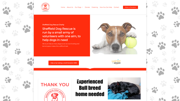 Screenshot of the Sheffield Dog Rescue website