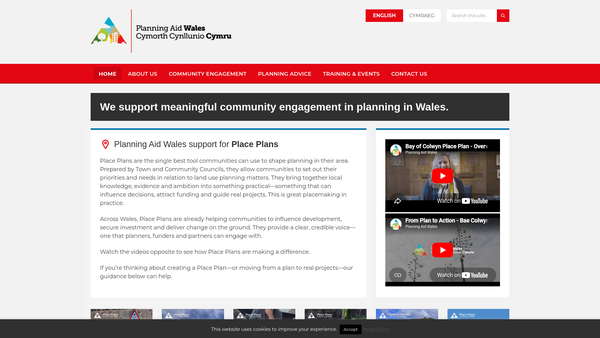 Screenshot of the Planning Aid Wales website