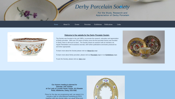 Screenshot of the The Derby Porcelain International Society website
