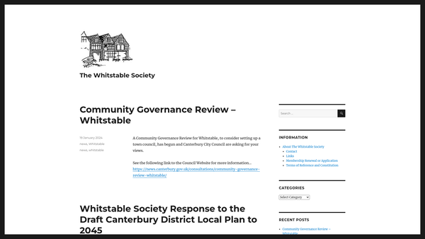 Screenshot of the The Whitstable Society website