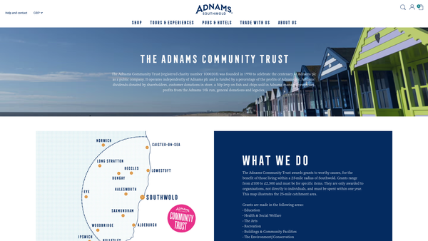 Screenshot of the The Adnams Community Trust website
