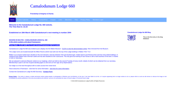 Screenshot of the Camalodunum Lodge No 660 Benevolent Fund website