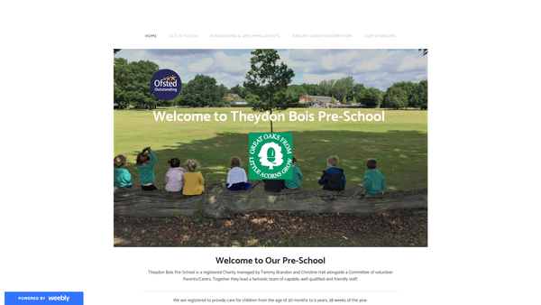 Screenshot of the Theydon Bois Playgroup Association website
