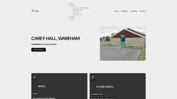 Screenshot of the Carey Hut Charitable Trust website