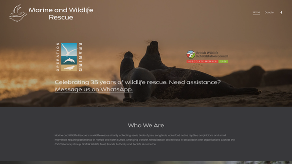 Screenshot of the Marine And Wildlife Rescue website