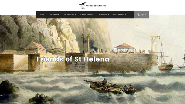 Screenshot of the Friends Of St Helena website