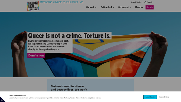 Screenshot of the Freedom From Torture website