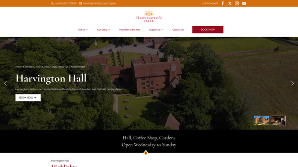 Screenshot of the Harvington Hall Restoration Fund website