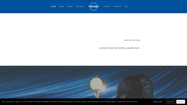 Screenshot of the Youth 2000 Charitable Trust website