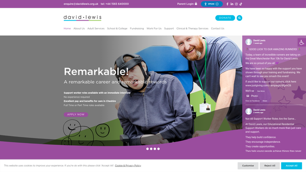 Screenshot of the The David Lewis Centre website