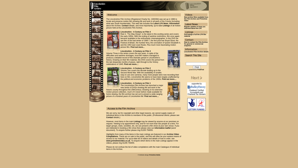 Screenshot of the Lincolnshire And Humberside Film Archive website