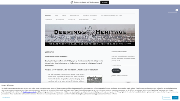 Screenshot of the Deepings Heritage website