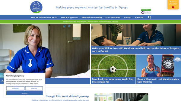 Screenshot of the Weldmar Hospicecare website