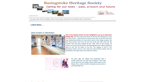 Screenshot of the Basingstoke Heritage Society website