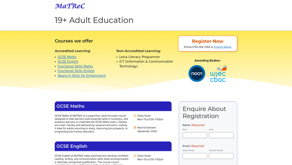 Screenshot of the Manor Training And Resource Centre Ltd website