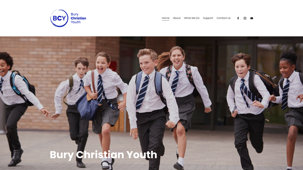 Screenshot of the Bury St Edmunds And District Christian Youth website
