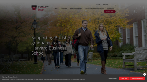 Screenshot of the The British Friends Of Harvard Business School website