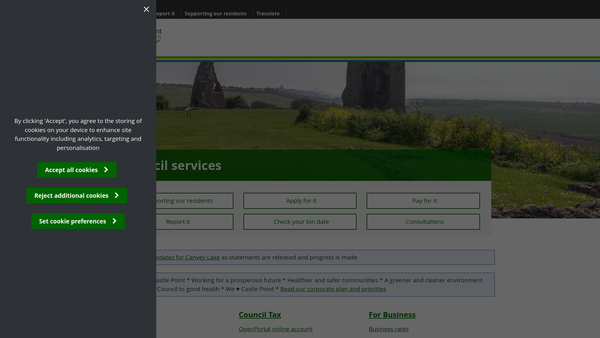 Screenshot of the King George's Field, Canvey Island website