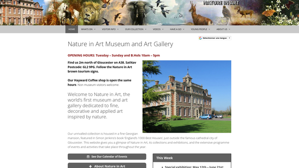 Screenshot of the Nature In Art Trust website