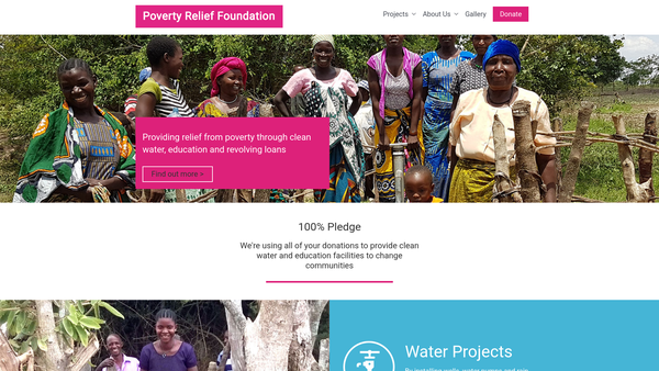 Screenshot of the Poverty Relief Foundation Limited website