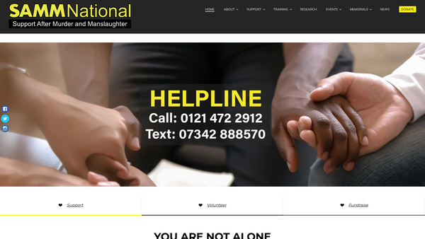 Screenshot of the Support After Murder And Manslaughter website