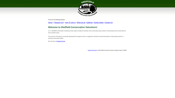 Screenshot of the Sheffield Conservation Volunteers website