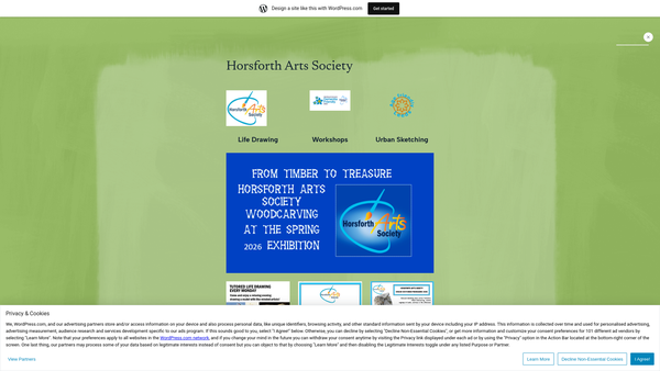Screenshot of the Horsforth Arts Society website