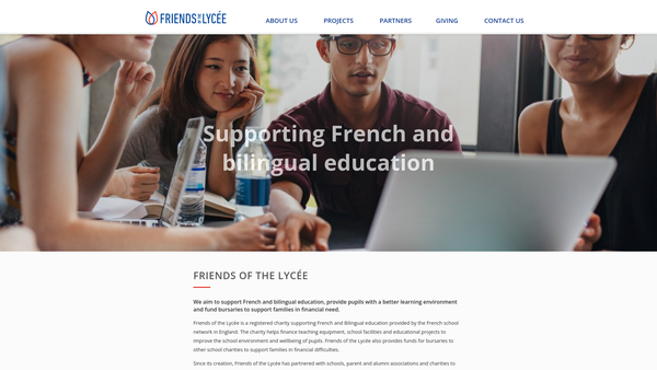 Screenshot of the Friends Of The Lycee website
