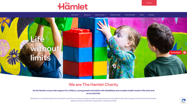 Screenshot of the The Hamlet Centre Trust website