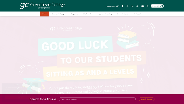 Screenshot of the Greenhead College Association website