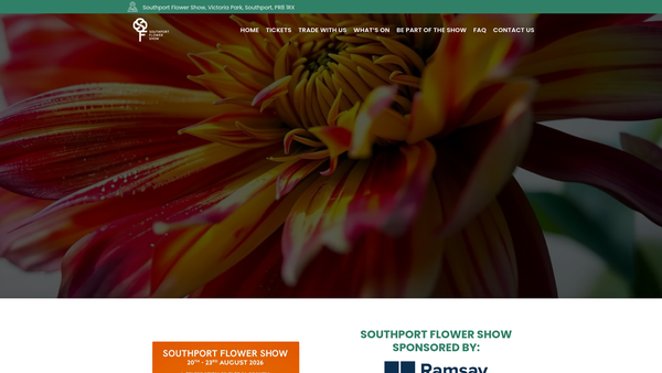 Screenshot of the Southport Flower Show website