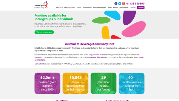 Screenshot of the The Stevenage Community Trust website