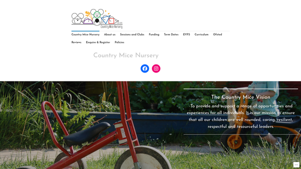 Screenshot of the Country Mice Nursery website