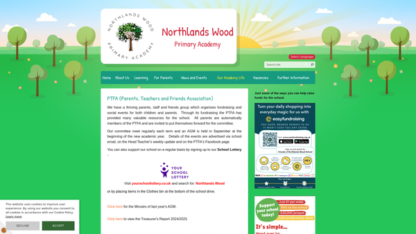 Screenshot of the Friends Of Northlands Wood School website