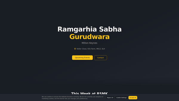 Screenshot of the Ramgarhia Sabha Milton Keynes website