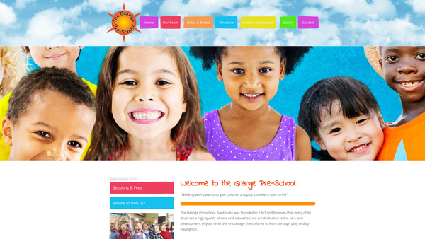 Screenshot of the The Grange Playgroup Association website