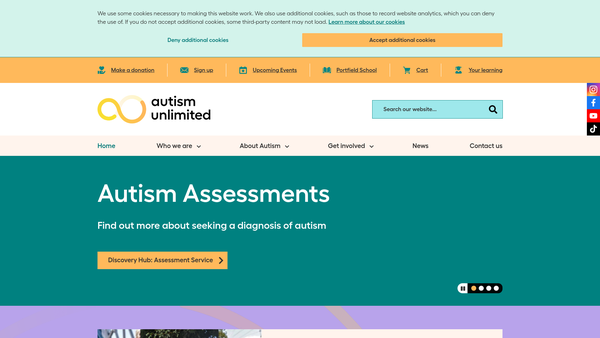 Screenshot of the Autism Unlimited Limited website