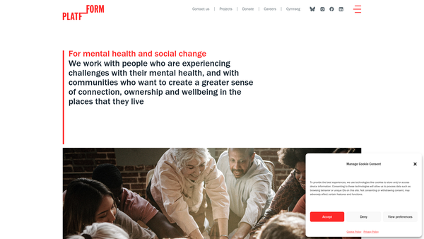 Screenshot of the Platfform For Change website