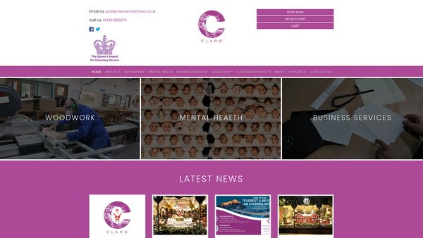 Screenshot of the Claro Enterprises website