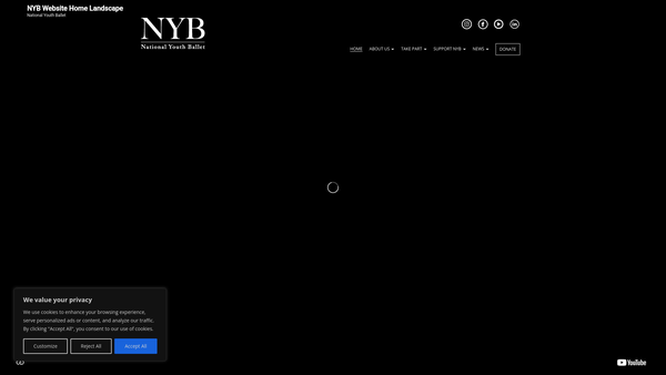 Screenshot of the National Youth Ballet Of Great Britain website