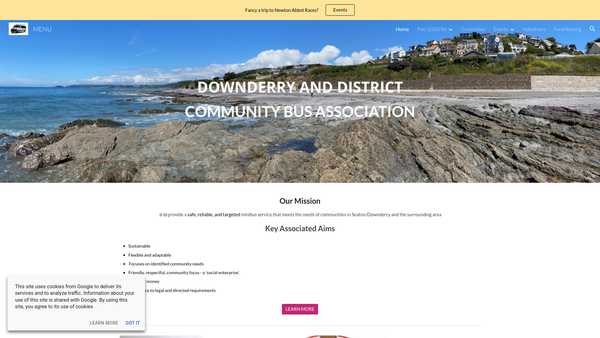 Screenshot of the The Downderry And District Community Bus Association website