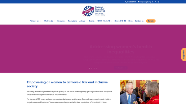 Screenshot of the The National Council Of Women Of Great Britain website