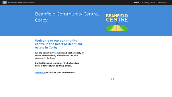 Screenshot of the Beanfield Community Association website