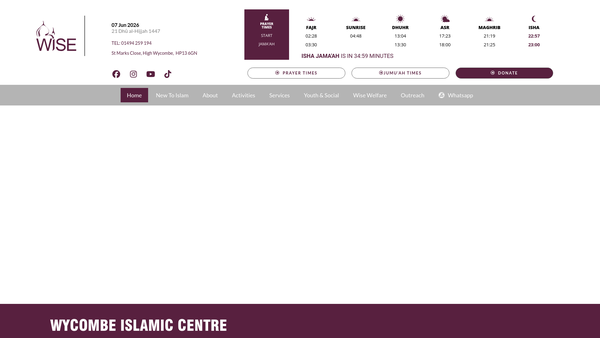 Screenshot of the Wise website