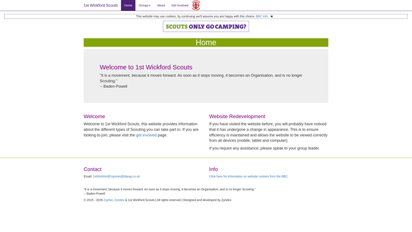 Screenshot of the 1st Wickford Scout Group website
