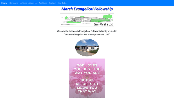 Screenshot of the March Evangelical Fellowship website