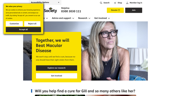 Screenshot of the The Macular Disease Society website