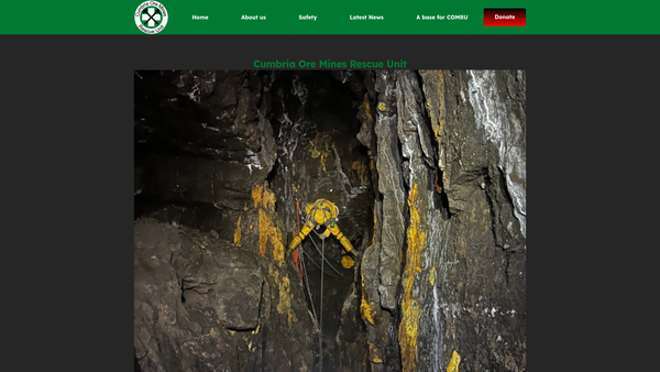 Screenshot of the Cumbria Ore Mines Rescue Unit website